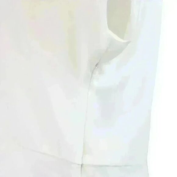 DKNY Cream White Blouse High-Neck Cap-Sleeve Side-Zip Front Pleats Size XS - Picture 6 of 10